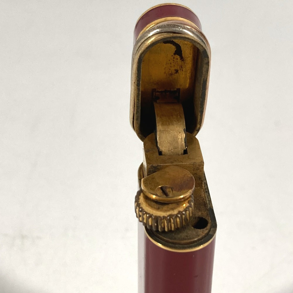 CARTIER ロゴ トリニティ 喫煙具 タバコ 煙草 ライター メタル ユニセックス ワインレッド系