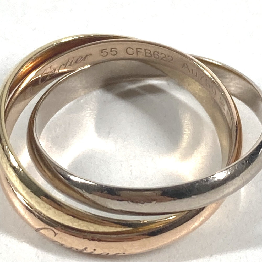 CARTIER K18 Gold 18K Trinity logo Triple-strand accessory jewelry Ring Au750 Gold/Silver Used