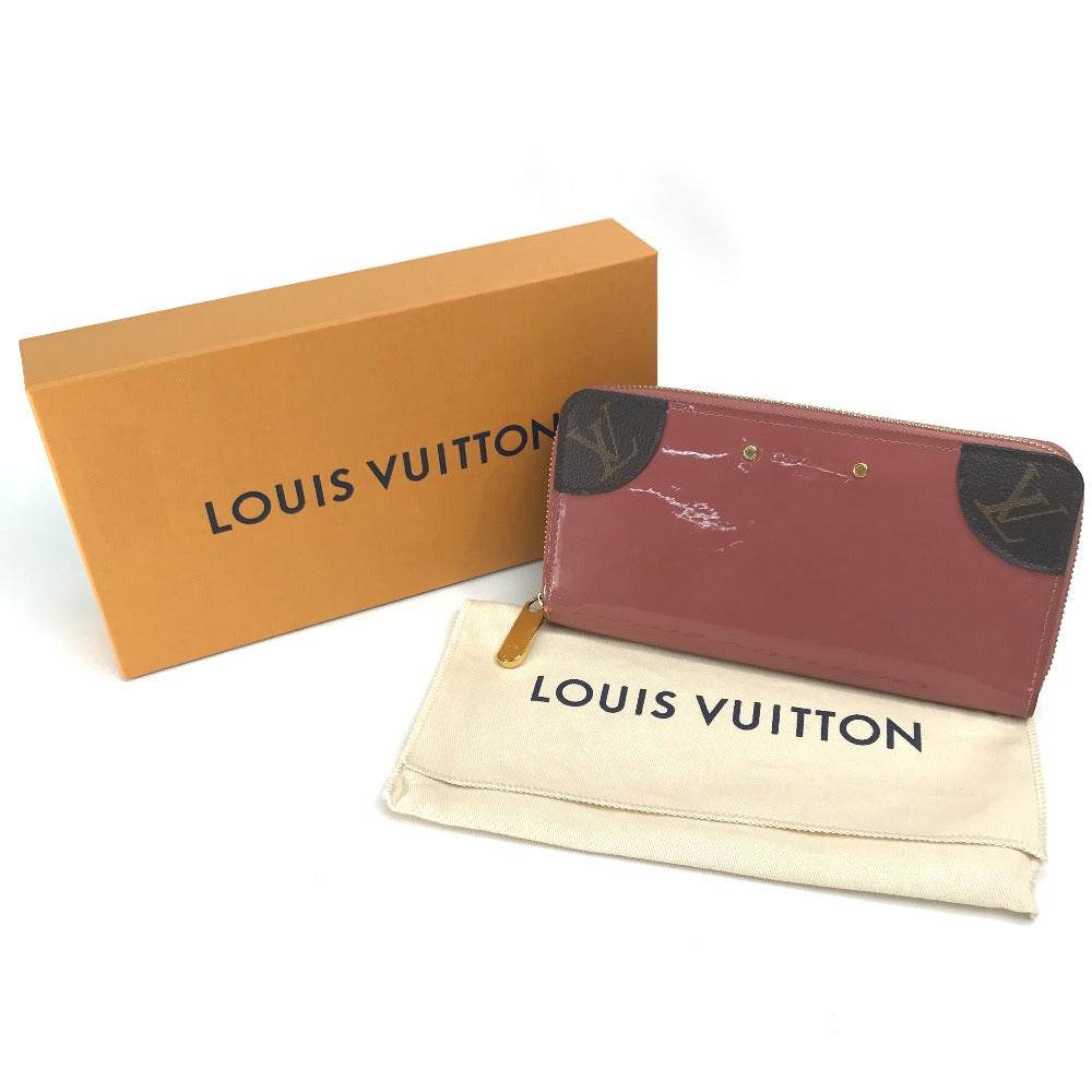 LOUIS VUITTON M62318 Monogram Zippy Venice Long Wallet in Patent Leather, Women's, Vieux Rose, Pink Beige