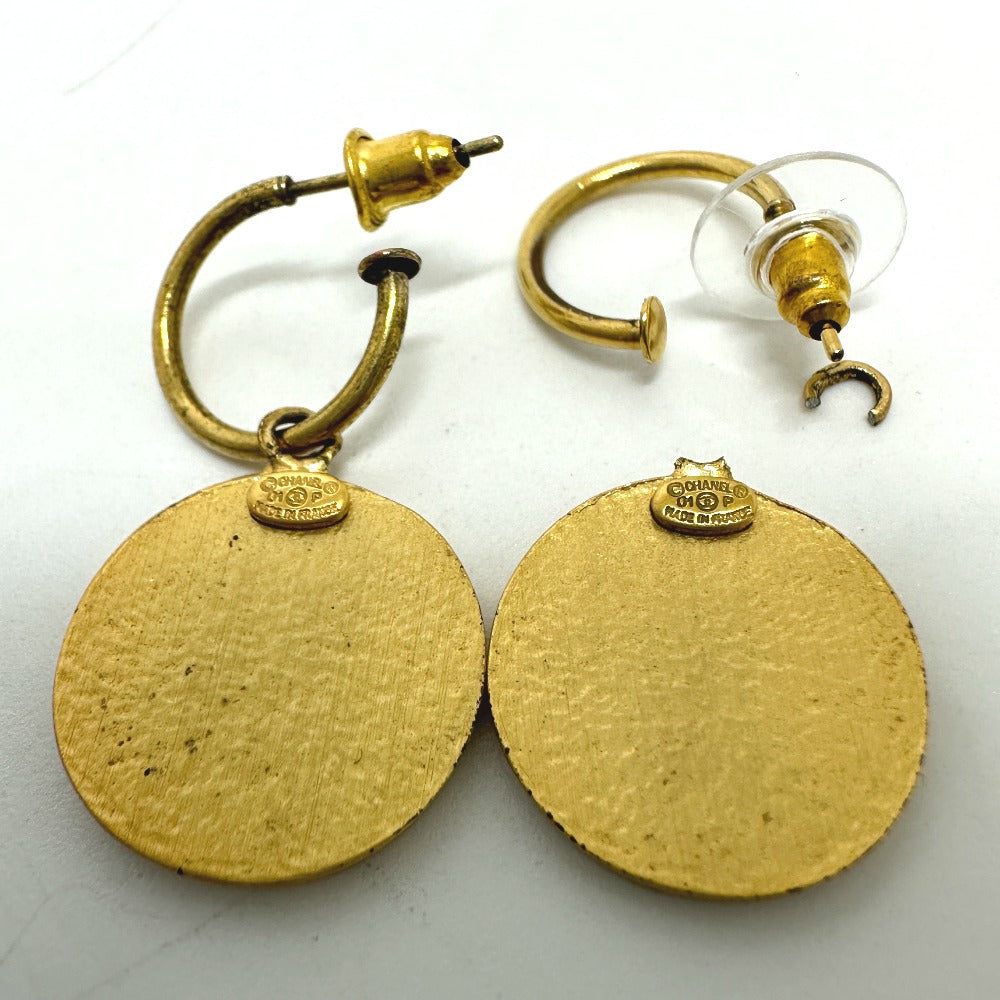 CHANEL Coco Mark CC 01P Earrings GP Women's Red