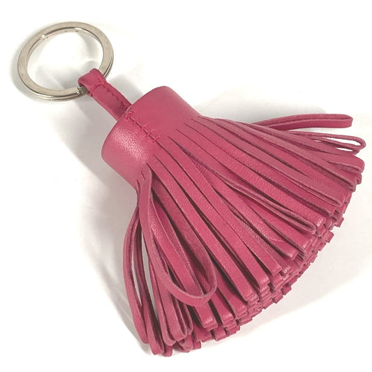 HERMES フリンジ タッセル カルメン バッグチャーム キーホルダー レザー ユニセックス ピンク