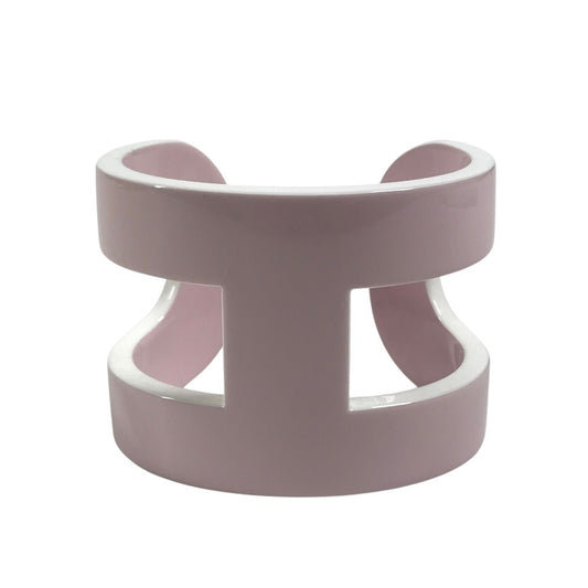 HERMES Anno Bangle Accessory Jewelry Bracelet lacquer pink/White Used
