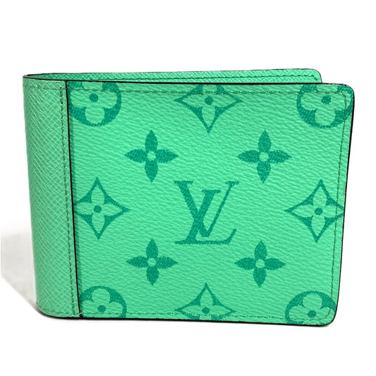 LOUIS VUITTON M27649 Taigalama Portefeuille Multripru Compact Wallet Billfold Folded wallet MonogramCanvas / Taiga Leather mint Green Used