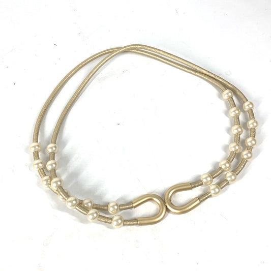 CHANEL 01C フェイクパール 2重ベルト Wベルト アクセサリー ズボン用ベルト ベルト フェイクパール レディース ゴールド