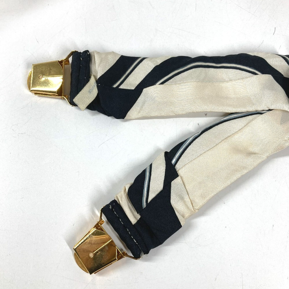 HERMES vintage Logo all-over print Brides de Gala Apparel, Fashion Accessories suspenders silk / Leather White/Black Used