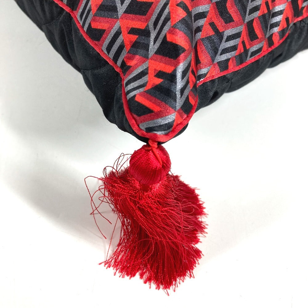 MCM Logo fringe Interior Square Pillow Cushion cushion Silk satin Red/Black Used