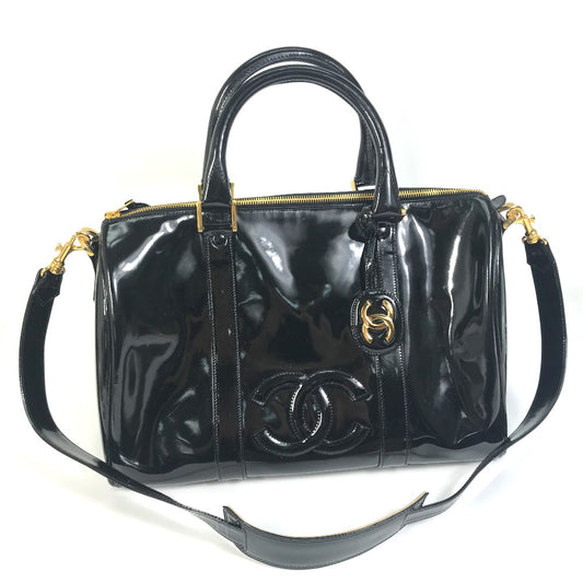 CHANEL CC ココマーク カバン 2WAYバッグ ショルダーバッグ ハンドバッグ ボストンバッグ エナメル レディース ブラック