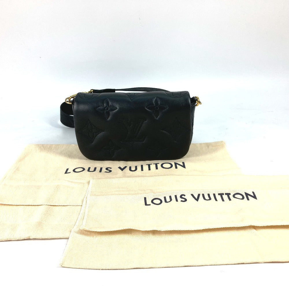 LOUIS VUITTON M81398 Monogram Bubblegram Wallet-on-Strap Long Wallet, Crossbody Clutch Bag, 2-Way Bag, Shoulder Bag, Leather, Women's, Black
