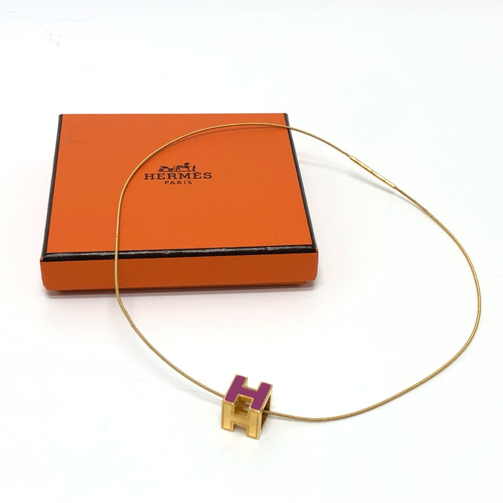 HERMES Hキューブ カージュドアッシュ ネックレス ラッカー レディース パープル