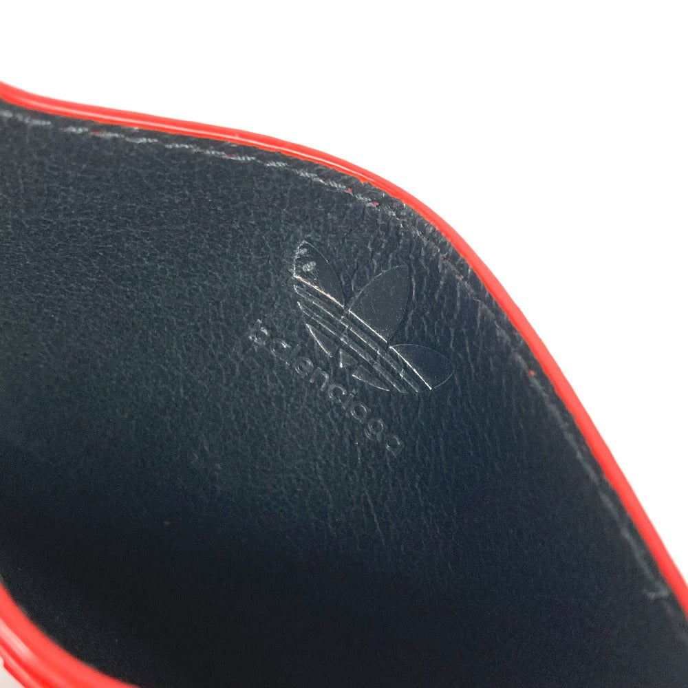 BALENCIAGA 721895 アディダス adidas コラボ 名刺入れ パスケース カードケース レザー メンズ レッド