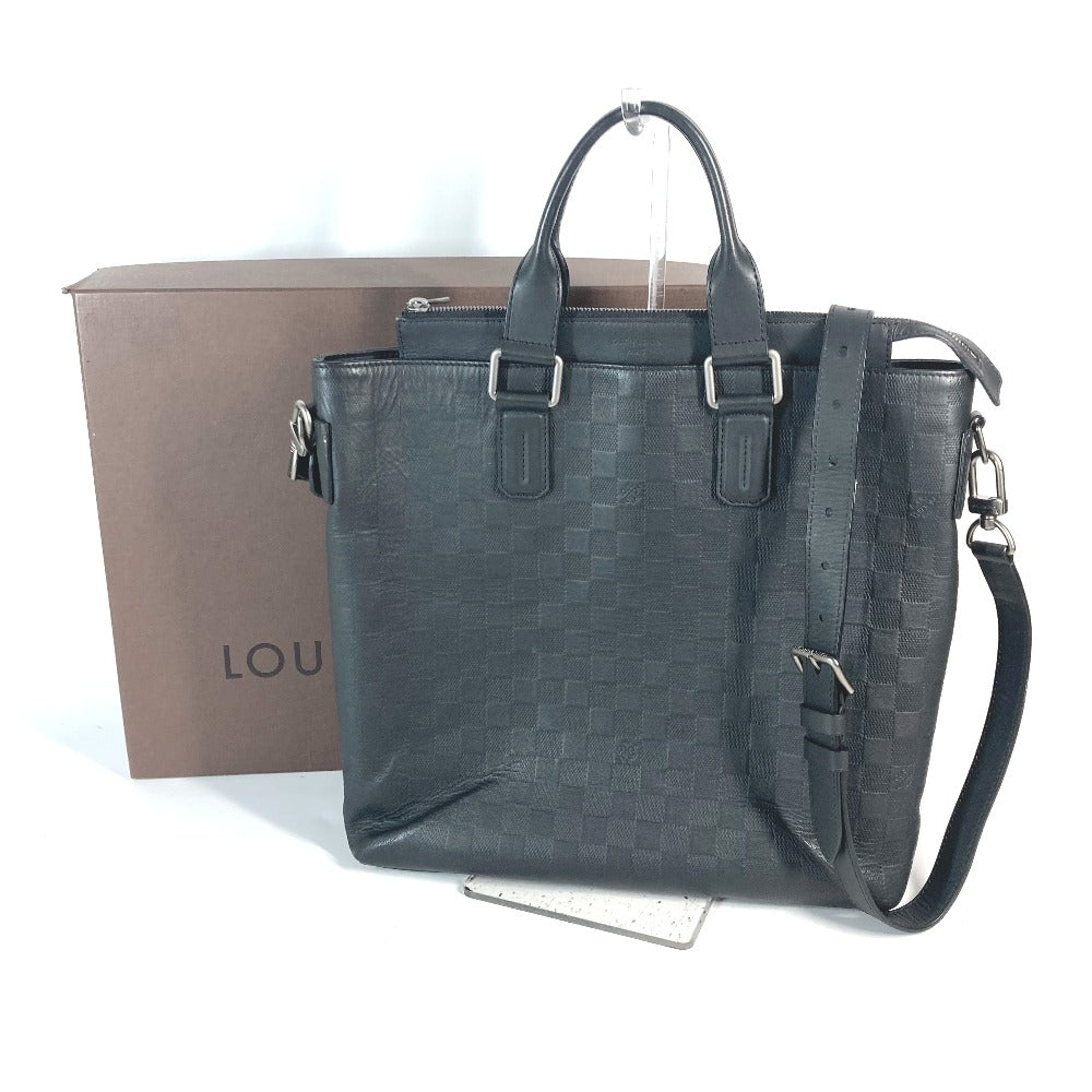 LOUIS VUITTON N41561 ダミエアンフィニ デイリー トート カバン ハンドバッグ ショルダーバッグ 2WAYバッグ ビジネスバッグ ダミエアンフィニレザー メンズ オニキス ブラック