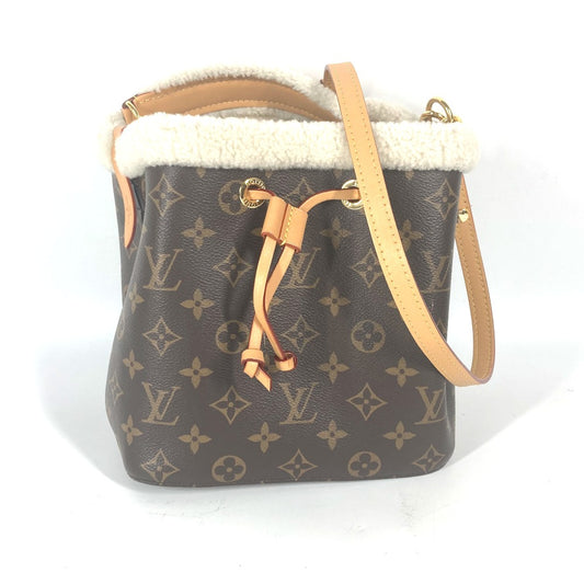 LOUIS VUITTON M46319 モノグラム ネオノエBB 巾着バッグ 2WAYバッグ ハンドバッグ ファー 斜め掛け カバン ショルダーバッグ モノグラムキャンバス レディース ブラウン