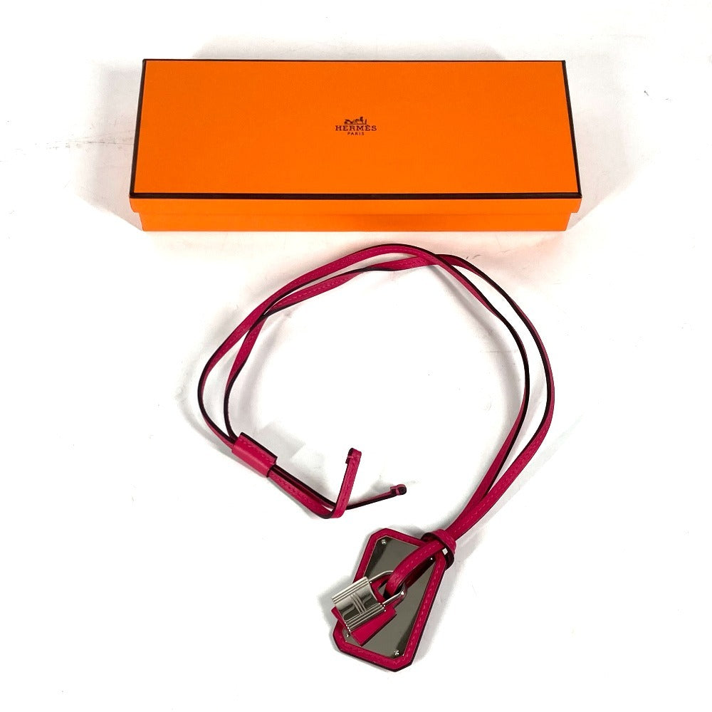 HERMES O'Kelly GM Accessory Long Necklace in Swift Leather, Women's, Rose Mexico Pink