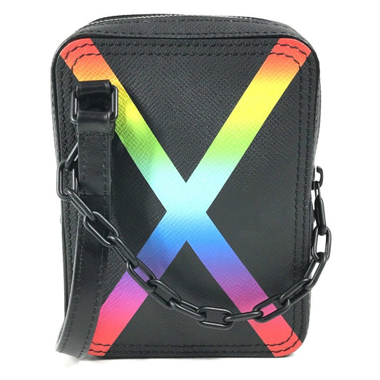 LOUIS VUITTON M30332 タイガ レインボー ダヌーブ・メッセンジャー カバン 斜め掛け ポシェット ショルダーバッグ タイガレザー ユニセックス ブラック