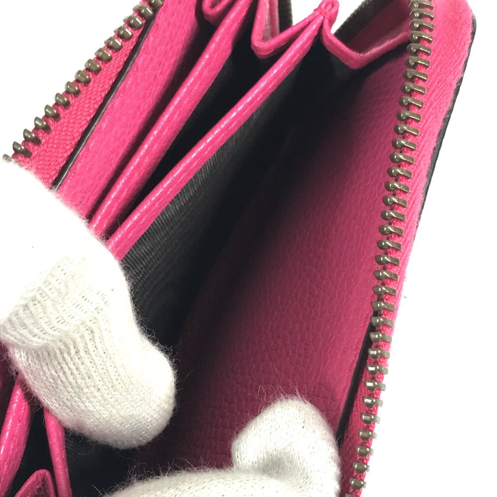 GUCCI 496319 logo Wallet Coin Compartment Zip Around coin purse Leather pink Used