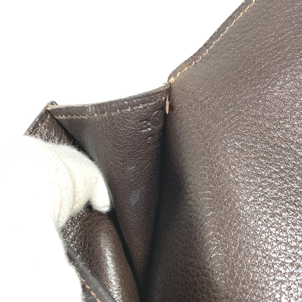 HERMES ヴィンテージ ロゴ カバン ポーチ フラップ セカンドバッグ クラッチバッグ レザー ユニセックス ブラウン