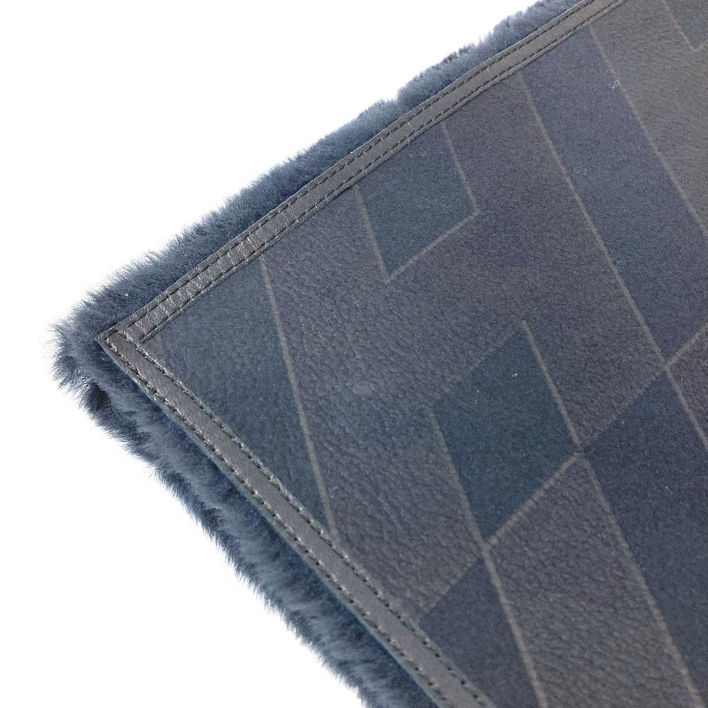 HERMES Leather Fur Shawl Stole / Shawl Scarf Leather / fur Black Used
