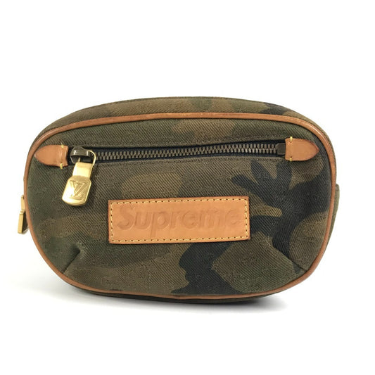 LOUIS VUITTON M44202 Monogram Camouflage Supreme Bumbag PM 2017 Autumn/Winter Collection, Supreme Crossbody Belt Bag, Leather/Canvas, Unisex, Khaki