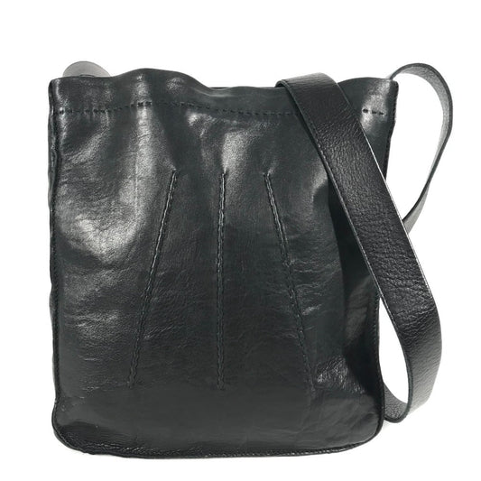 HERMES Toudu Pochette Bag Crossbody Shoulder Bag Leather Black Used
