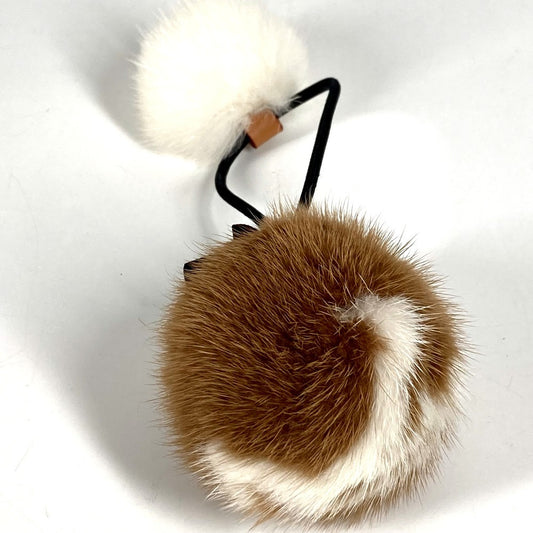 LOUIS VUITTON M77738 Logo fur Scrunchie-Vizon LV Cozy hair accessories hair ties hair bands Shush fur Marron Brown/White Used