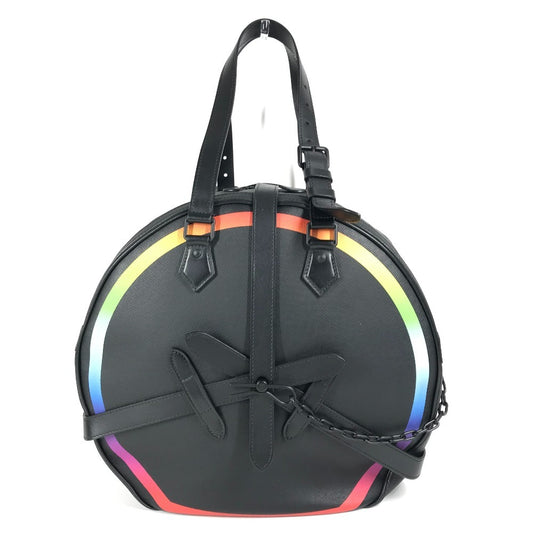 LOUIS VUITTON M30335 Taiga Rainbow Soft Hat Trunk Bag, Crossbody Pochette Shoulder Bag, Taiga Leather, Women's, Ardoise, Black