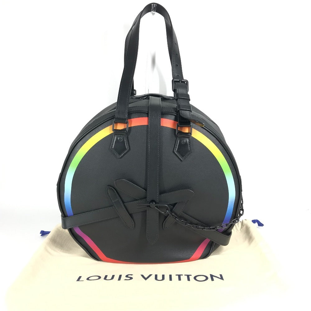 LOUIS VUITTON M30335 Taiga Rainbow Soft Hat Trunk Bag, Crossbody Pochette Shoulder Bag, Taiga Leather, Women's, Ardoise, Black