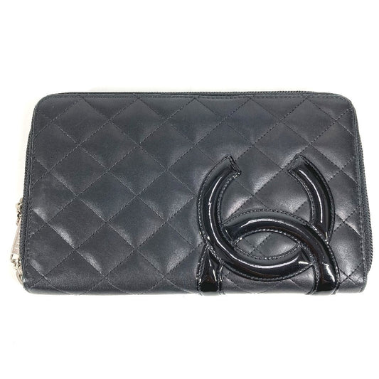 CHANEL A26710 カンボンライン トラベルケース CC ココマーク ロゴ ロングウォレット ラウンドファスナー 長財布 レザー レディース ブラック
