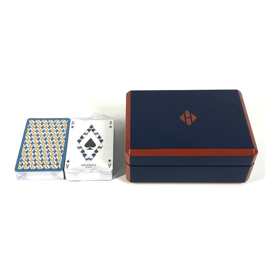 HERMES H401148M インテリア ボックス BOX カードゲーム ファセットポーカーHティサージュ トランプ ゲーム ポーカー 雑貨 ラッカー ユニセックス ブルー・グラン・フォン ブルー