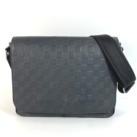 LOUIS VUITTON N41286 ダミエアンフィニ ディストリクト PM ディストリクトPM カバン メッセンジャーバッグ フラップ 斜め掛け ショルダーバッグ ダミエアンフィニレザー ユニセックス オニキス ブラック