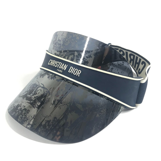 Dior Dior Club logo toile de Jouy hat with plastic sun visor, navy, for women