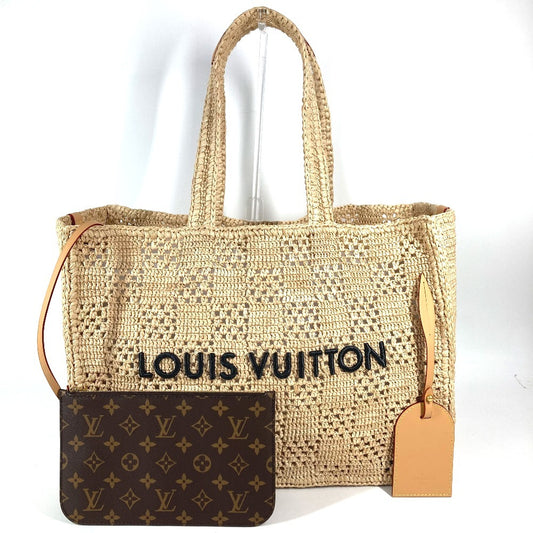 LOUIS VUITTON M25008 ダミエラフィア ポーチ付き サマーショッパー・トート MM ハンドバッグ カバン 肩掛け トートバッグ ショルダーバッグ ラフィア ユニセックス ナチュラル ベージュ ベージュ