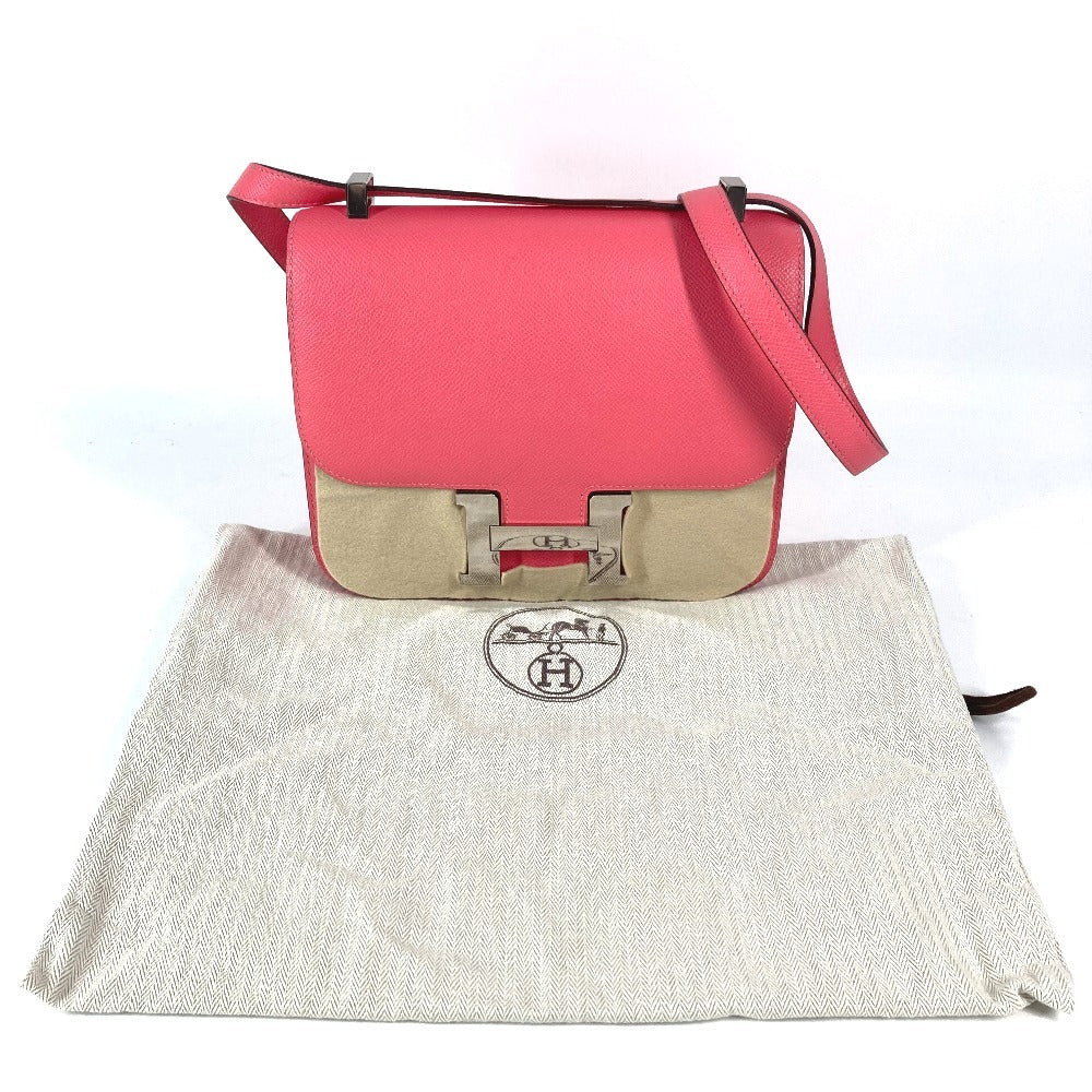 HERMES H Logo Constance 24 Flap Bag, Crossbody Pochette, Shoulder Bag, Epson, Women's, Rose Azalee, Pink