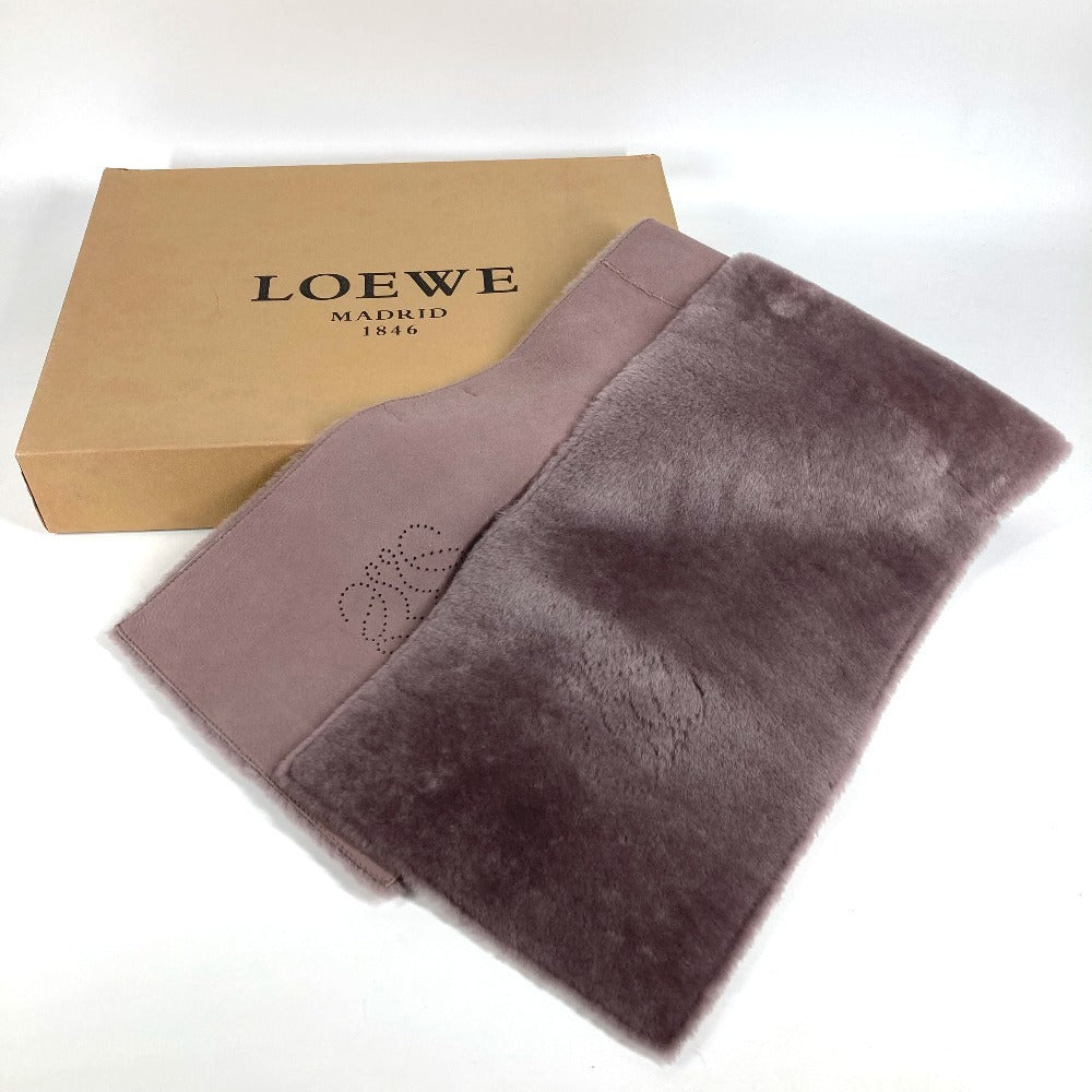 LOEWE Anagram Logo Accessory Fur Scarf Unisex Purple