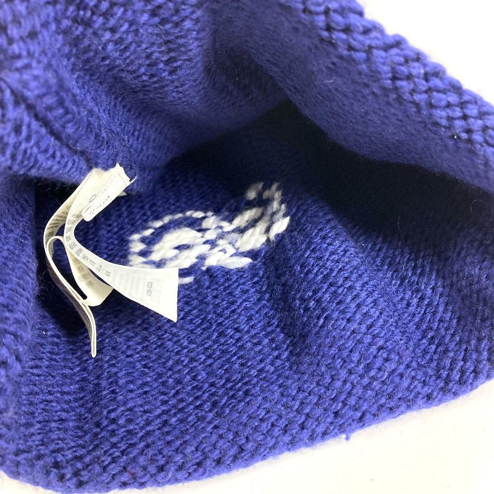 GUCCI 602886 Logo GG Beanie Hat Knit Cap Knit Hat Wool Unisex Blue