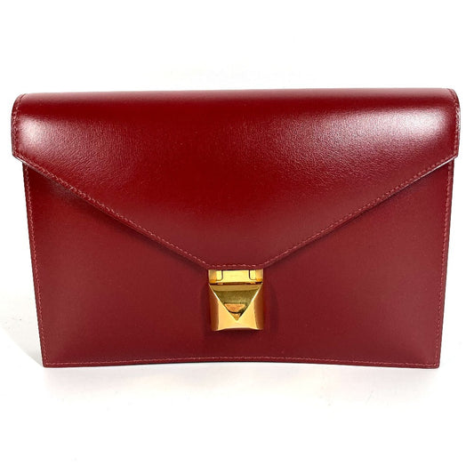 HERMES Vintage Medor Logo Flap Bag Second Bag Pouch Clutch Bag Box Calf Unisex Brown
