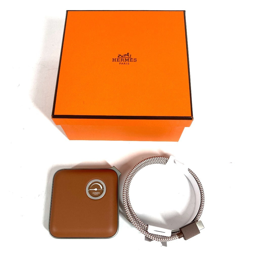 HERMES Interior Volt'H Mini Charger Mobile Battery Goods Leather Unisex Brown
