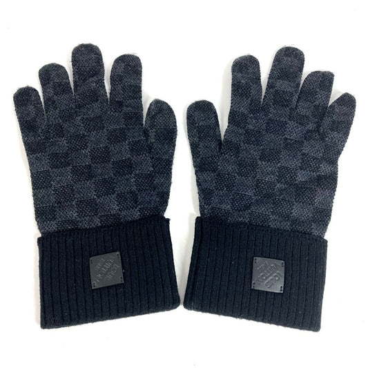 LOUIS VUITTON M77992 Damier Graphite Gloves Neo Petit Damier Gloves Neo Petit Damier Gloves Wool Men's Black