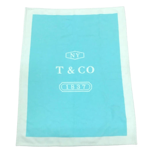 TIFFANY&Co. 毛布 インテリア ひざかけ フリンジ ロゴ ブランケット ウール/カシミヤ ユニセックス ブルー