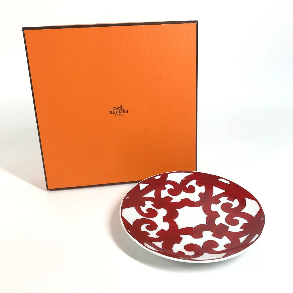 HERMES Guadalquivir 17cm Plates, tableware, dishes The dishes Pottery Red/White Used
