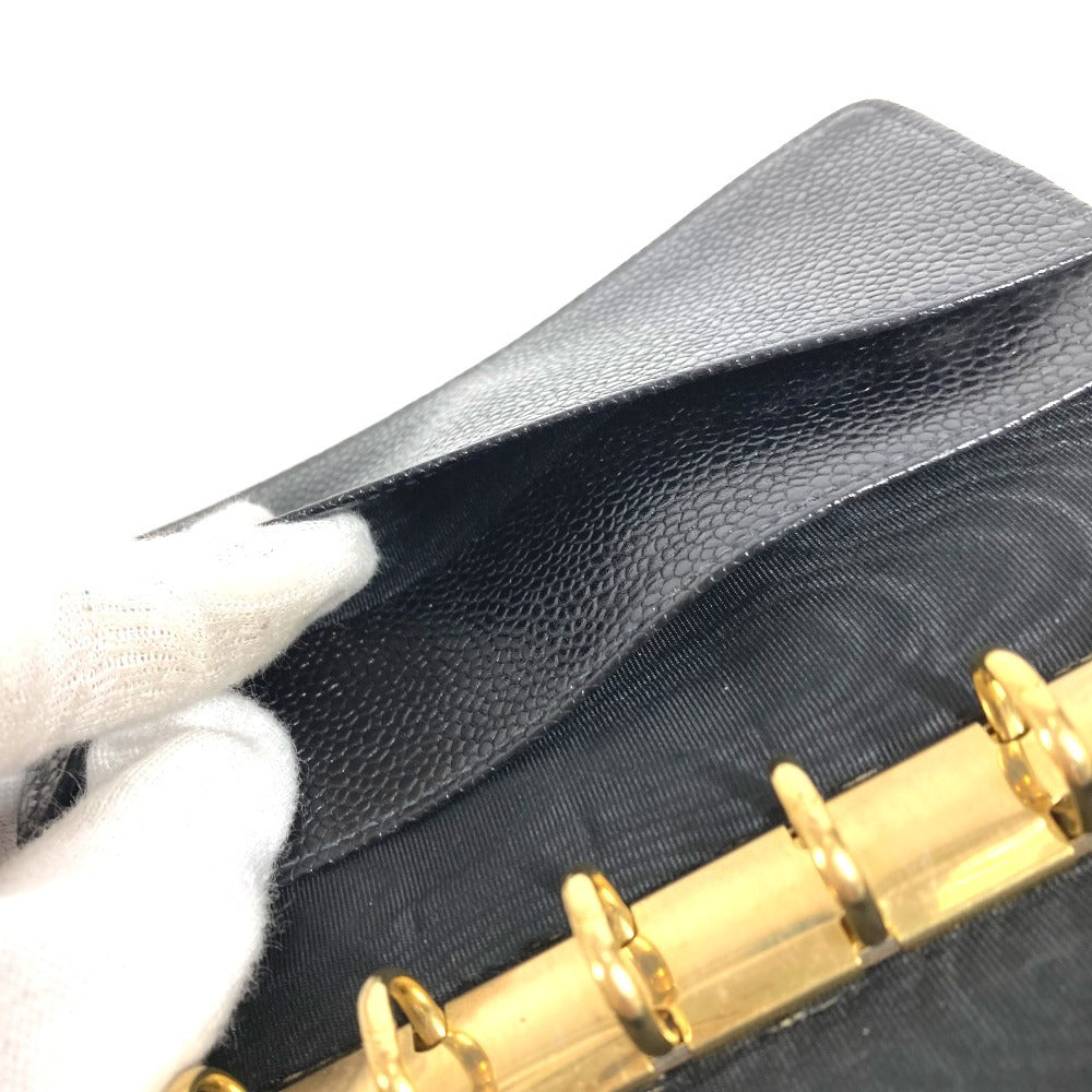 CHANEL CC โลโก้โคโค่มาร์ค เครื่องเขียน ระบบออร์แกไนเซอร์ เคสปกออร์แกไนเซอร์ หนังคาเวียร์ UNISEX สีดำ