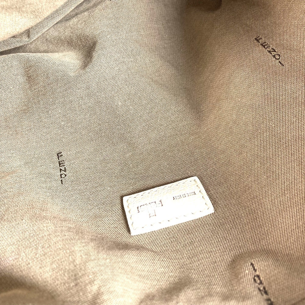 FENDI ZUCCA FF โลโก้ เข็มขัด กระเป๋า โท้ท กระเป๋าสะพาย กระเป๋าถือ ไนลอนแคนวาส/หนัง ยูนิเซ็กส์ สีขาว