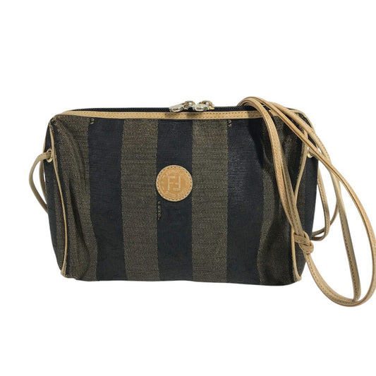 FENDI Pecan logo Shoulder bag Relaxing mini Shoulder Bag Leather/Canvas Brown/khaki Used