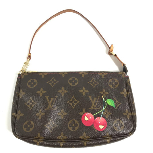 LOUIS VUITTON M95008 モノグラムチェリー 村上隆 ポシェットアクセソワール カバン ハンドバッグ ポーチ さくらんぼ アクセサリーポーチ モノグラムチェリーキャンバス レディース ブラウン
