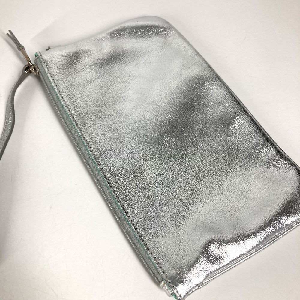 TIFFANY&Co. ポーチ付き ロゴ リバーシブル 肩掛け カバン トートバッグ ハンドバッグ ショルダーバッグ レザー ユニセックス シルバー