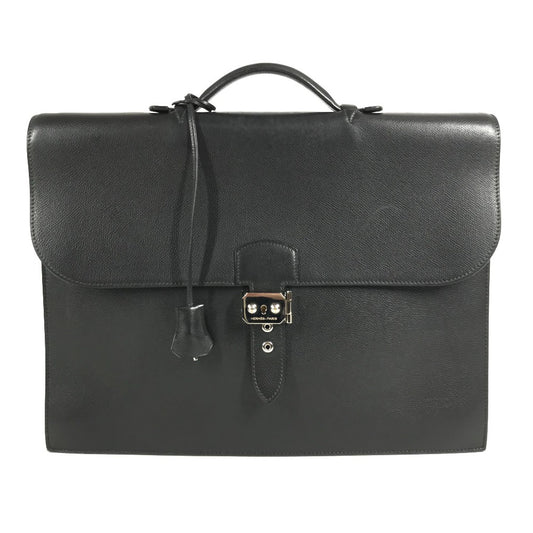 HERMES サックアデペッシュ 38 サックアデペッシュ38 トートバッグ 肩掛け ハンドバッグ ビジネスバッグ レザー ユニセックス ブラック