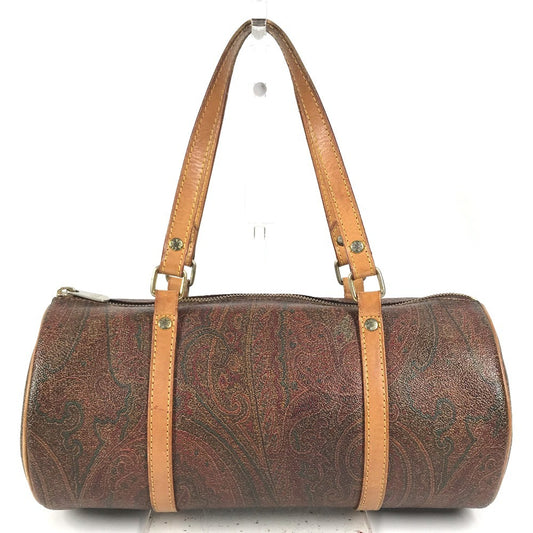 ETRO Paisley pattern Shoulder bag, cylindrical shape Hand Bag Leather/Canvas Brown Used