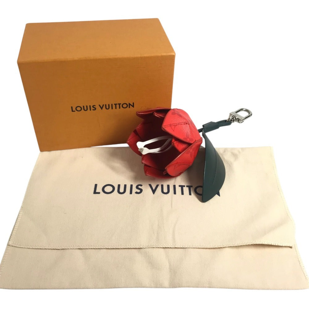 LOUIS VUITTON MP3388 Tulip Bijoux Sac Monogram Flower Key Holder Bag Charm Key Holder Leather Red/Green Used