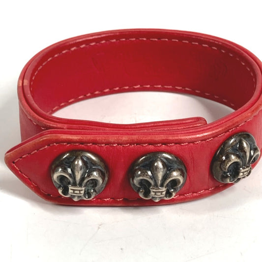 CHROME HEARTS 3BTN 2NP BS Flare 3 Button 2 Snap Accessories bangle Bracelet Leather Red Used