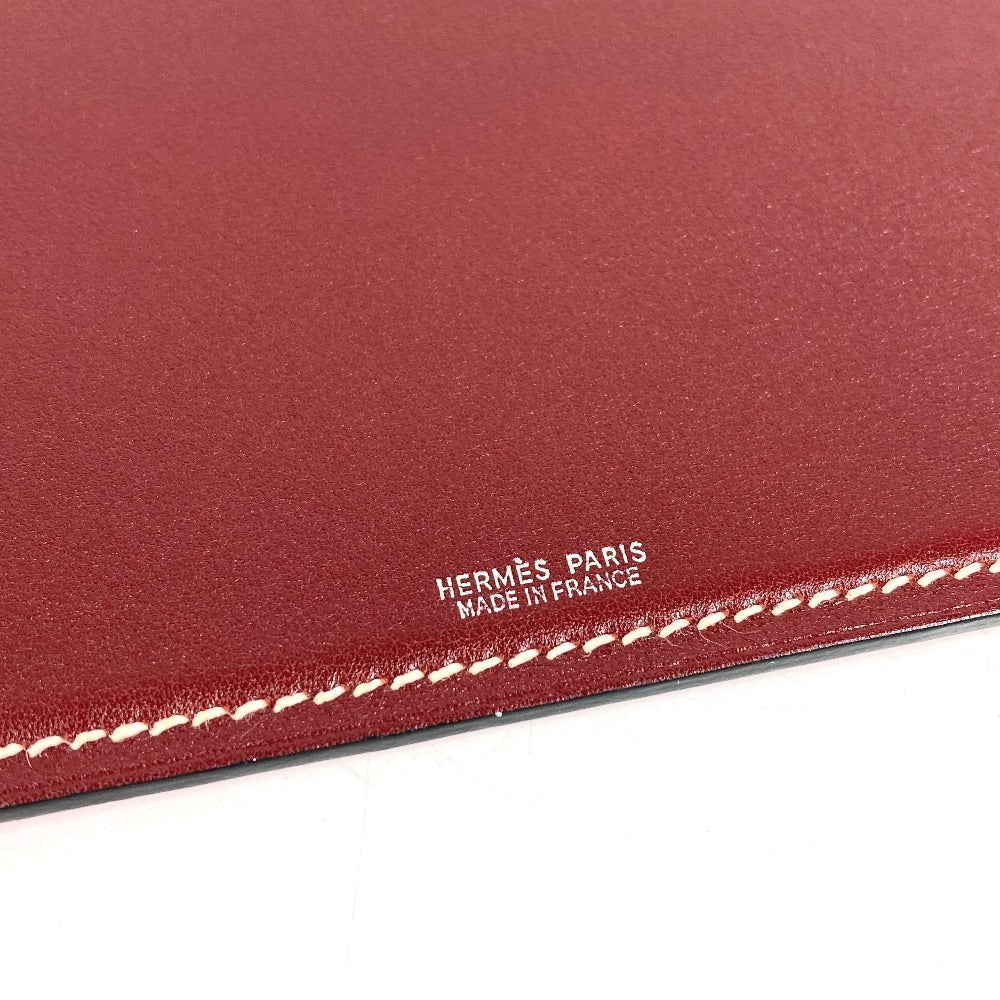 HERMES Bicolor PC PC interior logo Miscellaneous goods Leather Red/wine-red Used