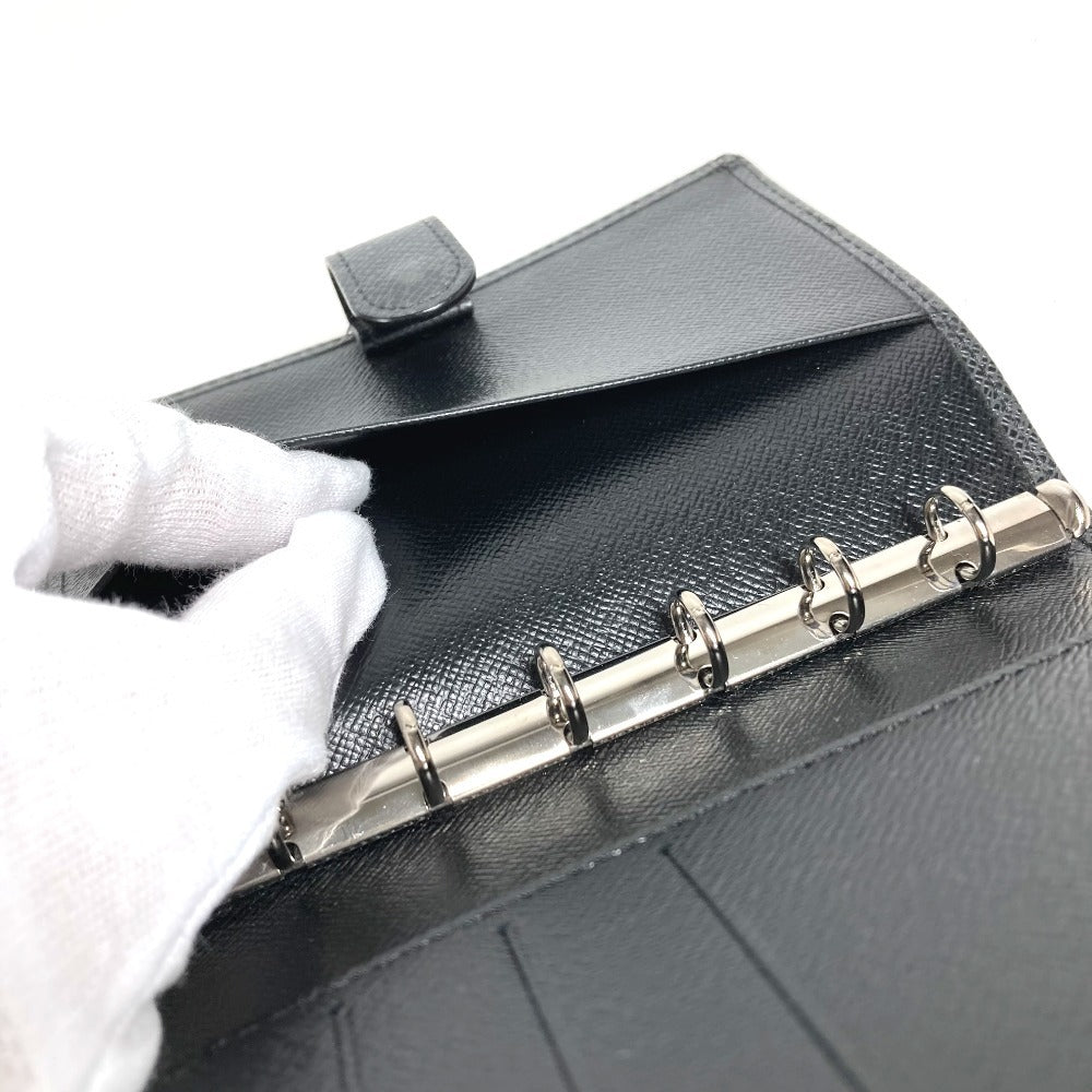 LOUIS VUITTON R20426 Taiga AgendaPM Agenda PM Stationery System Planner Diary Notebook cover Taiga Leather Ardoise Black Used